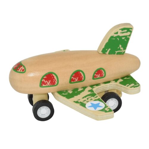 Wooden Pull Back Airplane - Green